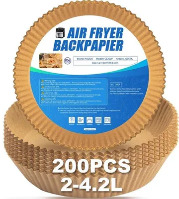 Produktbild von 200 Stück Luftfrittierpapier, 16 cm Durchmesser, Luftfrittierpapier, ideal für Luftfrittiergerät, Ofen und Mikrowelle.