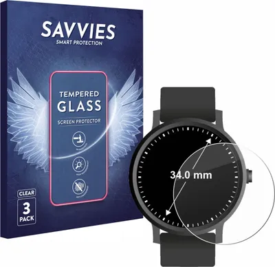 Produktbild von 3x Savvies Schutzglas für Armbanduhren (Kreisrund, ø: 34 mm) Displayschutz 9H Glas klar transparent