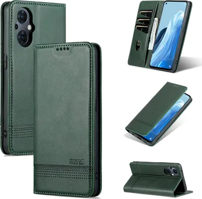 Image de Oppo Reno8 Lite Housse en cuir, étui à rabat Portefeuille Fermeture magnétique Ständer Housse de protection pour Oppo Reno8 Lite Vert