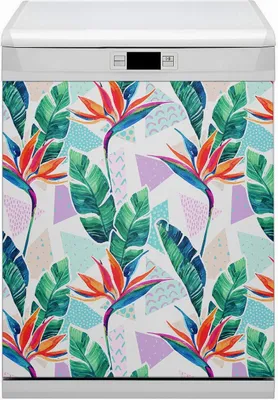 Produktbild von Geschirrspüle Magnet für Spülmaschine Magnetmatte Küche Magnete  Dekorative 60x80 cm  - Tropische Flora