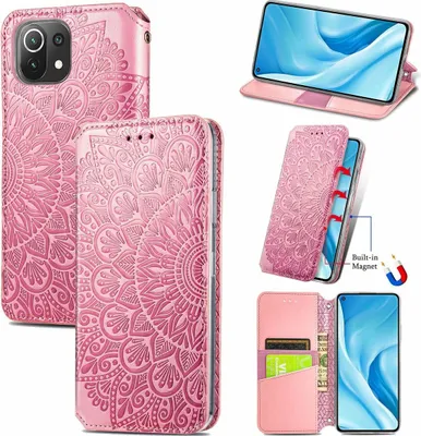Zdjęcie produktu dla Pokrowiec König Design kompatybilny z etui na telefon komórkowy Xiaomi Mi 11 Lite ze skóry syntetycznej - Etui na telefon komórkowy różowe