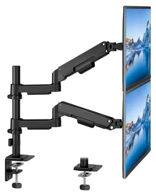 Image de Support mural pour 2 moniteurs, de 17 à 32 pouces, jusqu'à 9 kg, bras double pour moniteurs, système à ressort à gaz, compatible VESA 75x75/100x100 mm