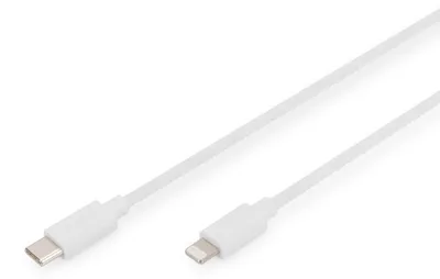 Zdjęcie produktu dla Digitus Kabel USB-C - Lightning do transmisji danych/ładowania, certyfikat MFI, 2 m, 2 m, Lightning, USB C, Męska, Męska, Biały