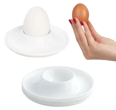 Eierbecher-Set 4er, rund, stapelbar, weiß, Kunststoff