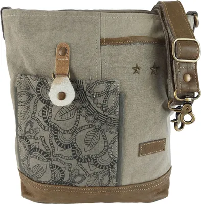 Produktbild von Damen Tasche Umhängetasche, Handtasche aus Canvas & Leder. Nachhaltige Produkte, Groß Vintage, Schultertasche, Segeltuch Crossbody