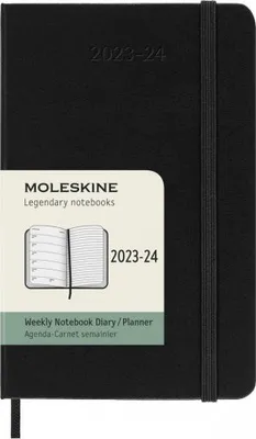 Produktbild von Moleskine 18 Monate Wochen Notizkalender 2023/2024, P/A6, 1 Wo = 1 Seite, Rechts Linierte Seite, Hard Cover, Schwarz
