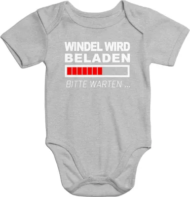 Produktbild von lustiger Baby-Body Windel wird beladen Baumwolle kurzarm Aufdruck Moonworks® 6-12 Monate