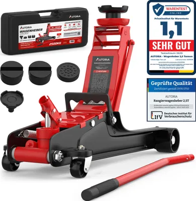 Produktbild von Hydraulischer Wagenheber 2,5T PKW Autoheber Rangierwagenheber + Transportkoffer