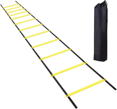 Productafbeelding van Trainingsladder - Snelheidstraining Ladder - Sport Prestaties Verbeteren - 12 Sporten Inklapbaar - 6 Meter - Zwart