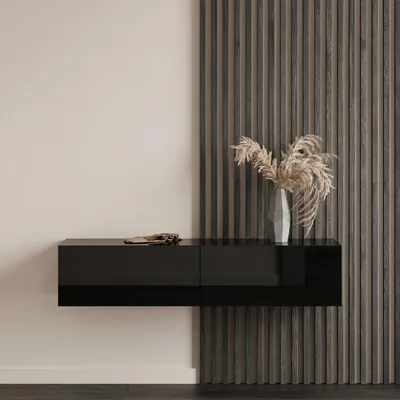 Produktbild von Planetmöbel Flur Möbel Garderobe Hängeschrank 1x 140 cm schwarz, Wandgarderobe hängend oder stehend