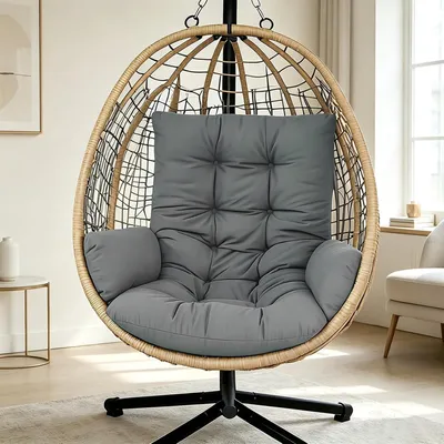 Image de Coussin pour hamac suspendu, épais, lavable, gris foncé, pour jardin et balcon