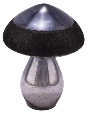 Produktbild von Glaspilz, schwarz / silber mit Glitzerrand, handgefertigt, *Germany*