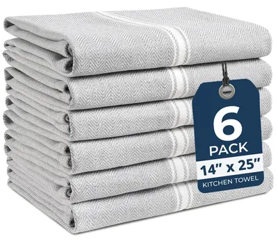 Immagine prodotto di Set di 6 strofinacci da cucina in cotone - Grigio - 36 x 63 cm - Altamente assorbenti