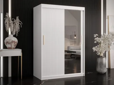 Obrázek produktu pro Šatní skříň 120 cm se zrcadlem LONZO 2 - bílá