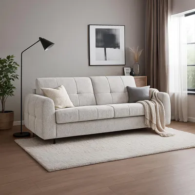 Produktbild von Schlafsofa PIREUS – Sofa mit Bettfunktion, Matratze & Klappmechanismus 250x90 cm, Beige