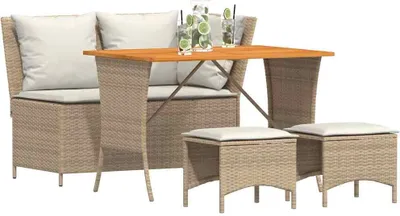 Productafbeelding van vidaXL 4-delige tuinset met kussens, beige, polyrotan