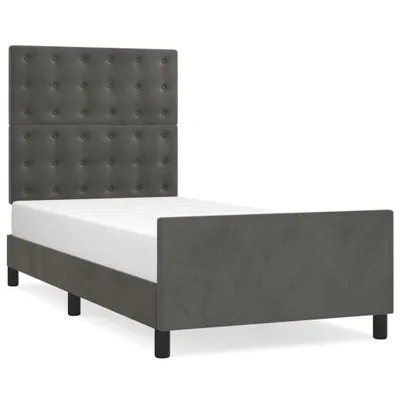Imagen del producto de Estructura de cama sin colchón, color gris oscuro, 100x200 cm, tapizada en terciopelo