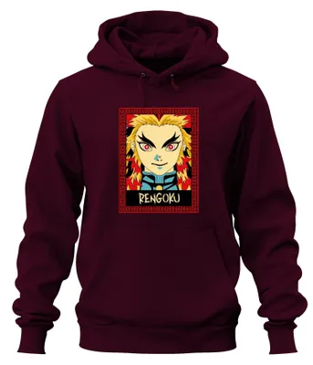Produktbild von RENGOKU Kyojuro Demon Slayer Anime Flamme Geschenk Hoodie Kapuzenpullover, Burgundy, S