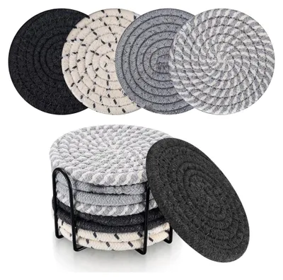 Produktbild von 8 STK Untersetzer Gläser, Glasuntersetzer Rund für Gläser, Tassenuntersetzer mit Halter, Getränkeuntersetzer, rutschfest Tischuntersetzer