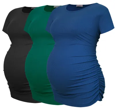 Immagine prodotto di Maglione a tinta unita, taglia M, confezione da 3 pezzi, colori: nero, verde, verde acqua, ideale per l'uso quotidiano