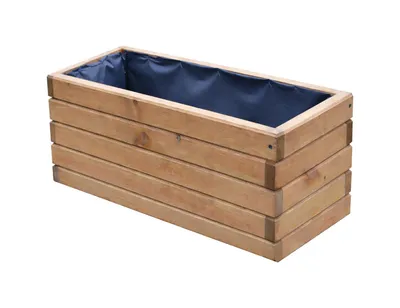 Obrázok produktu pre Drevený kvetináč 60 cm – kvetináč na balkón a terasu, odolný voči poveternostným vplyvom, na bylinky a do vyvýšeného záhonu v záhrade (D3 dub)