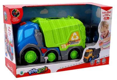 Zdjęcie produktu dla KiddyGo zabawkowa śmieciarka ze światłem i dźwiękiem - 31 cm - edukacyjna