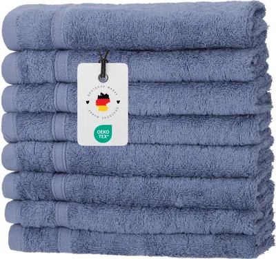 Produktbild von Gästehandtücher 30x50 cm im 8er Set - 450g/m2, Gästehandtuch Blau