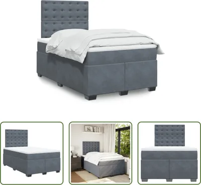 Produktbild von The Living Store Boxspringbett mit Matratze Dunkelgrau 120x190 cm Samt