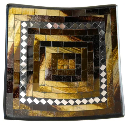 Produktbild von Mosaikschale, Dekoschale, Schlüsselschale, Schmuckschale mit Glasmosaik aus Terracotta, eckig 20x20x6cm in verschiedenen Farben