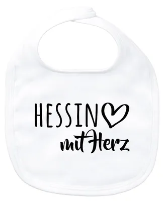 Produktbild von Huuraa Baby Lätzchen Hessin mit Herz White Klettverschluss  Baumwolle Latz Geschenkidee
