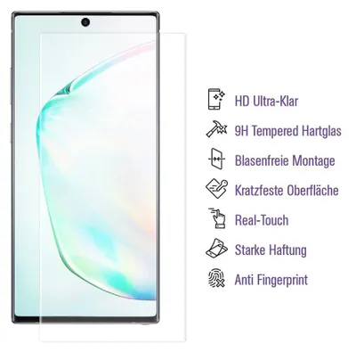 Produktbild von 2x 9H Hartglas für Samsung Galaxy Note 10 FULL CURVED UV Liquid Schutzglas Panzerfolie Displayschutz Schutzfolie Displayglas Panzerglas Tempered Glasfolie Sicherheitsglas Echtglas