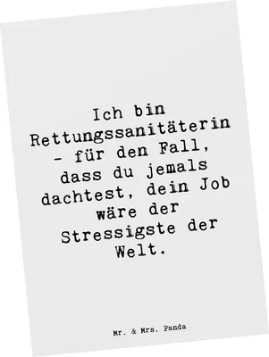 Produktbild von Mr. & Mrs. Panda Postkarte Spruch Rettungssanitäterin - Weiß - Geschenk, medizinisches Wissen, Beruf, Fotokarte, Berufsliebe, Erste Hilfe, Anerkennung, einzelkarte, Stolz