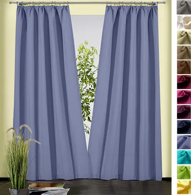 Produktbild von heimtexland ® Dekoschal Baumwolle Uni Gardine Kräuselband Schlaufen Vorhang Blickdicht Natur  Typ625 Bandschal HxB 230x135 cm Hellblau