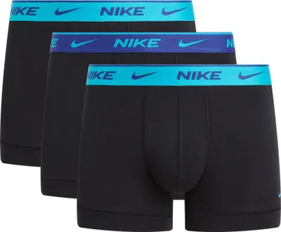 Produktbild von NIKE Herren Boxer Shorts, 3er Pack - Trunks, Logobund, Baumwolle Stretch Schwarz/Hellblau M