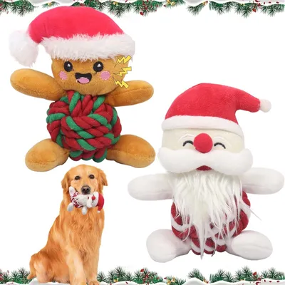 Produktbild von Set mit 2 Weihnachtsquetschspielzeugen für Hunde