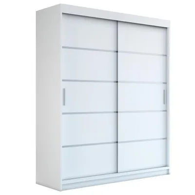 Produktbild von Schwebetürenschrank, 2-türig Schrank PARIS 180 cm (mit Spiegel) (Weiß / weiß / weiß)