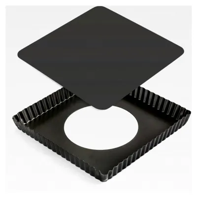 Produktbild von Quadratische Tarteform mit Hebeboden und Antihaftbeschichtung, Backform aus robustem Kohlenstoffstahl, 20,5 x 2,5 cm