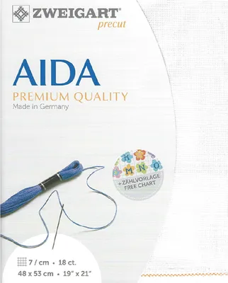 Zdjęcie produktu dla AIDA Zweigart precut 18 ct. Aida 3793 kolor 101 mlecznobiały, tkanina do haftu krzyżykowego 48x53cm
