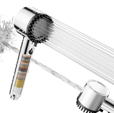 Productafbeelding van Douchekop met filter, handdouche met hoge druk, 20-laags filtratie, 5 straalstanden, waterbesparend, chroom