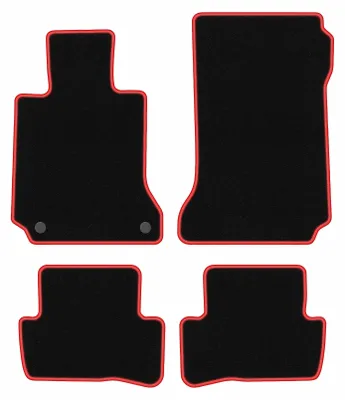 Image de Tapis de sol en moquette noir/rouge pour Mercedes C W204 2007-2014 4 pièces