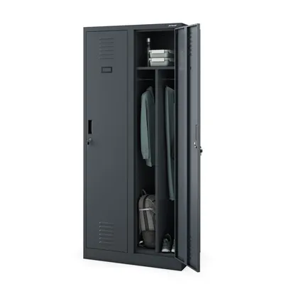 Immagine prodotto di Armadio in acciaio Armadio guardaroba Armadio doppio 2 scomparti Porte a battente Parete divisoria Verniciatura a polvere 180 x 80 x 50 cm Colore: antracite