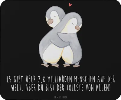Produktbild von Mr. & Mrs. Panda Mauspad Pinguine Kuscheln - Schwarz - Geschenk, pc mausunterlage, Liebesbeweis, für Freundin, Hochzeitstag, mousematte, Valentinstag, Mouse Pad, laptop