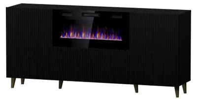 Immagine prodotto di Paravento PAFOS con camino elettrico 180x42x82 cm nero opaco