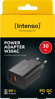 Obrázok produktu pre Intenso 7803010 Intenso Power Adapter 1x USB-A/1x USB-C 30W Black