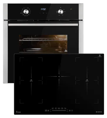 Produktbild von Herdset: 60cm Einbaubackofen BO8810SS + 77cm Induktionskochfeld IH87705FZ | Heißluft | Teleskopauszüge | Automatik-Timer | 2-fach Wärmeschutzverglasung | Kindersicherung | SET8810IH77FZ