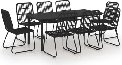 Produktbild von vidaXL 9-tlg. Garten-Essgruppe Poly Rattan und Glas