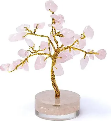 Produktbild von Edelsteinbaum-Rosenquarz – Packung mit 4 Stück – ±8 cm