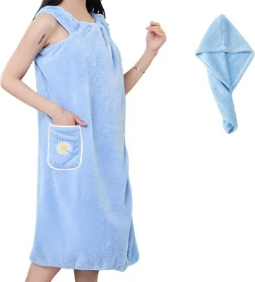 Immagine prodotto di Accappatoio da donna, telo da bagno in felpa, ultra morbido - TOALINA Blue