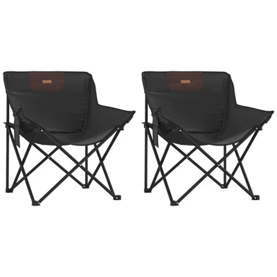 Image de Chaise de camping avec poche pliable lot de 2 noir