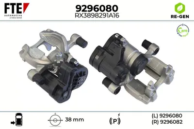 Produktbild von FTE 9296080 Bremssattel Hinten Links Ø38mm Grau für VW Golf VII Schrägheck (5G1, BQ1, BE1, BE2) GOLF VI (5K1) Golf VII Variant (BA5, BV5) T-Roc (A11)